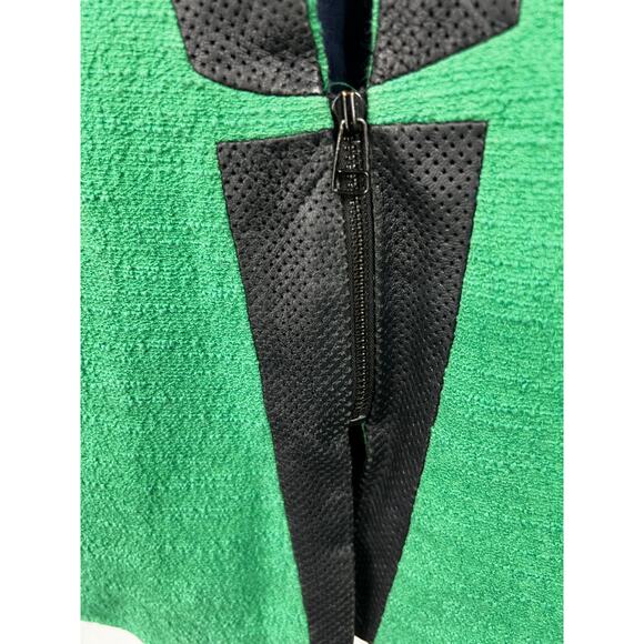 Sea New York Green Black Perforated Leather Zip Up Blazer Jacket‎ Size 4 - Picture 4 of 9